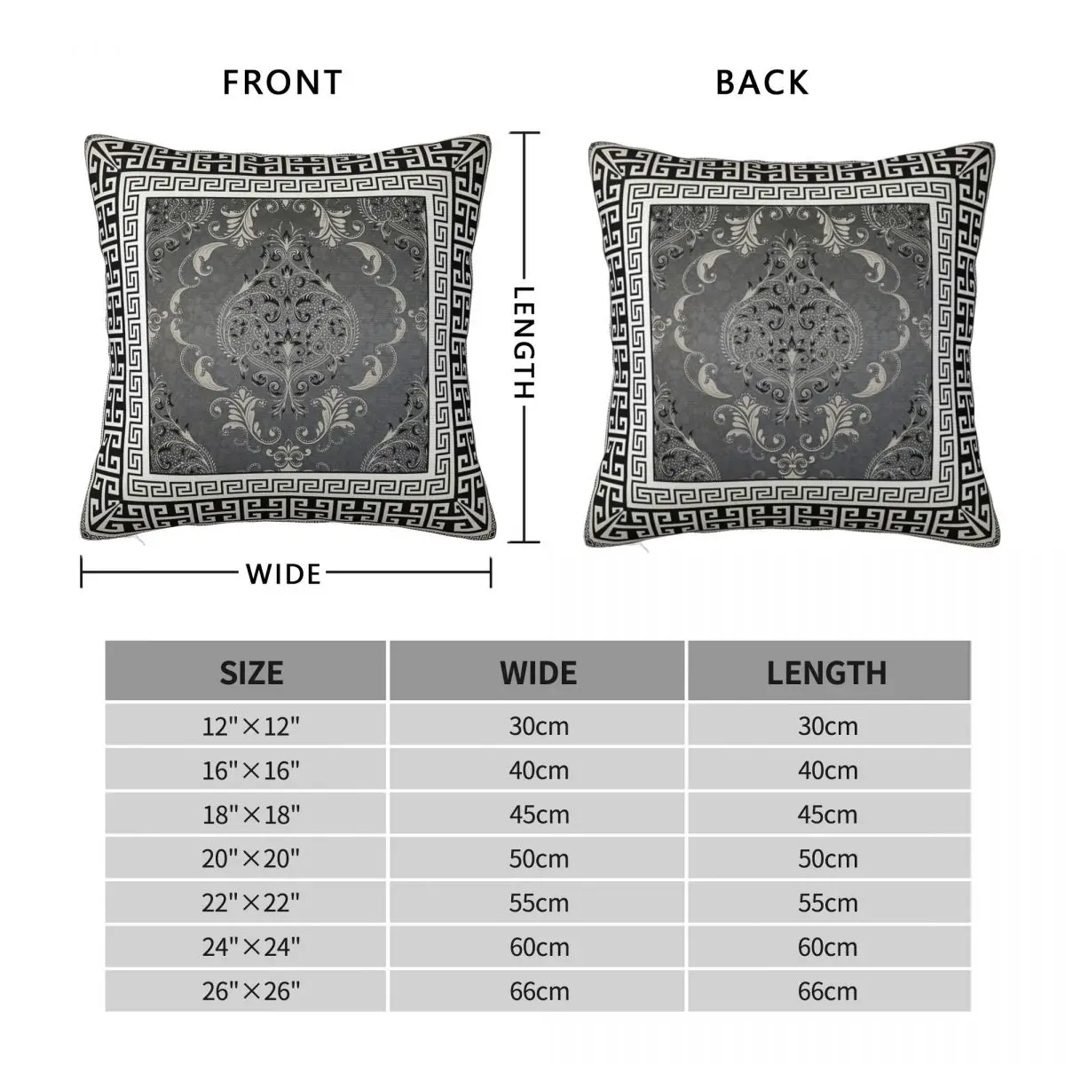 Greek Keys Black Grey White Square Pillowcase Polyester Linen Velvet Printed Zip Decor Throw Pillow Case Car Cover Wholesale 18