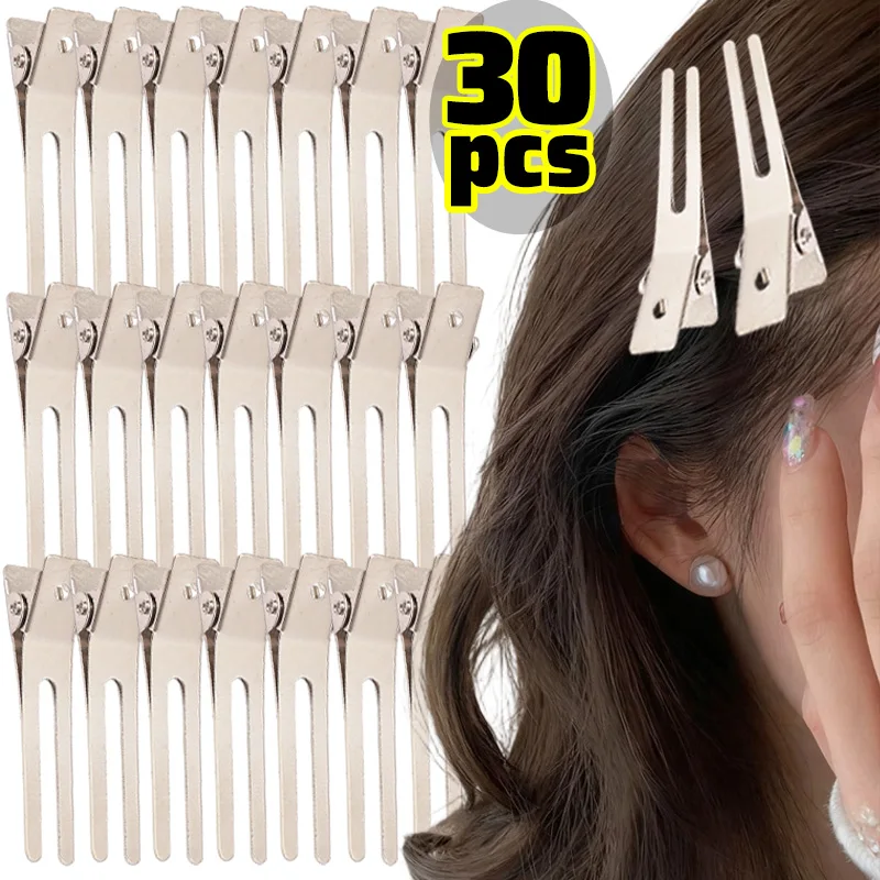 10/30Pcs Fashion Double Prong Curl Hair Clips No Crease No Bend Salon Fixed High Skull Artifact Hairpins Hair Style Headwear
