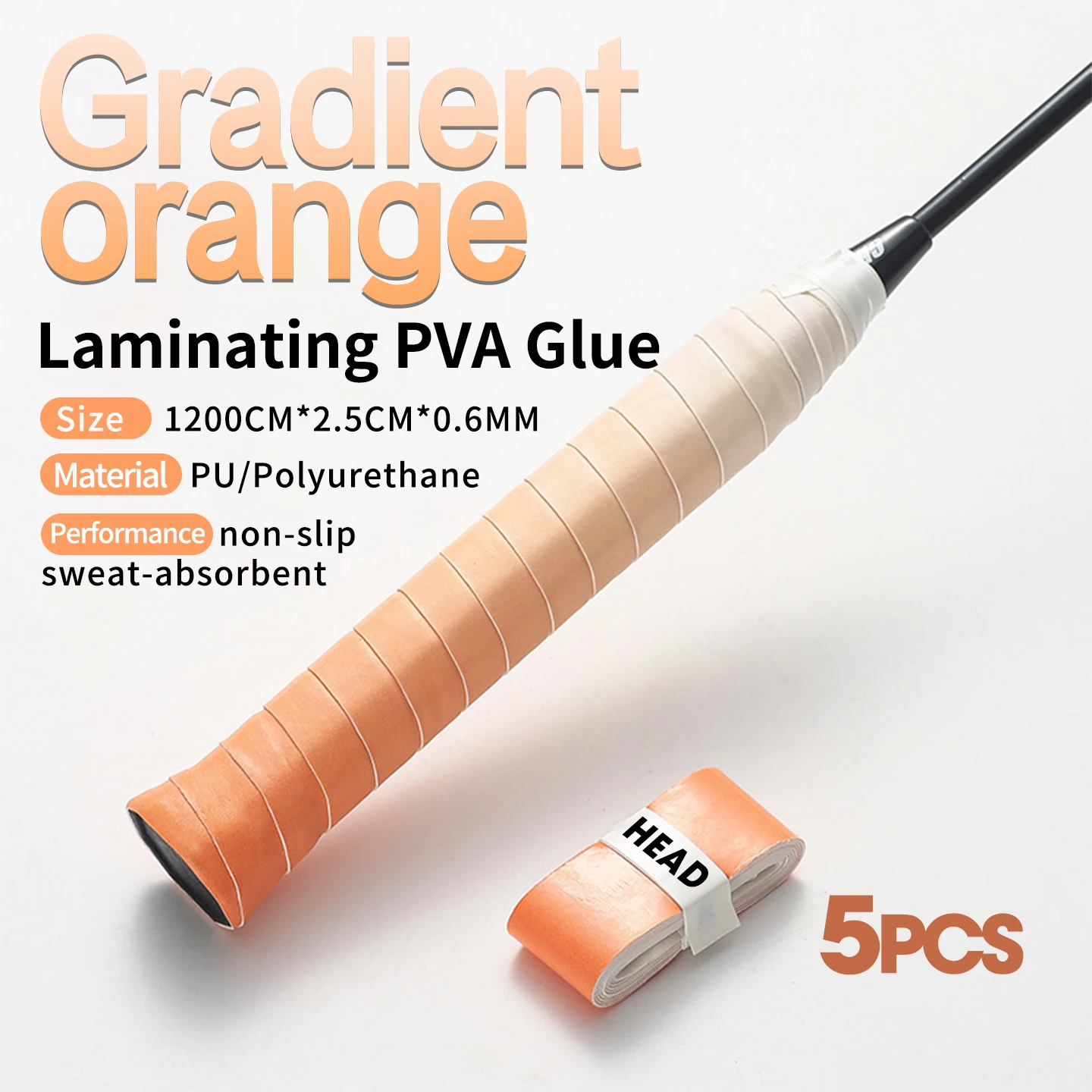 

5PCS head High Quality Tennis Overgrip Anti-Slip Sweat Absorption Badminton Padel Racket Tape - Tennis Badminton Accessories