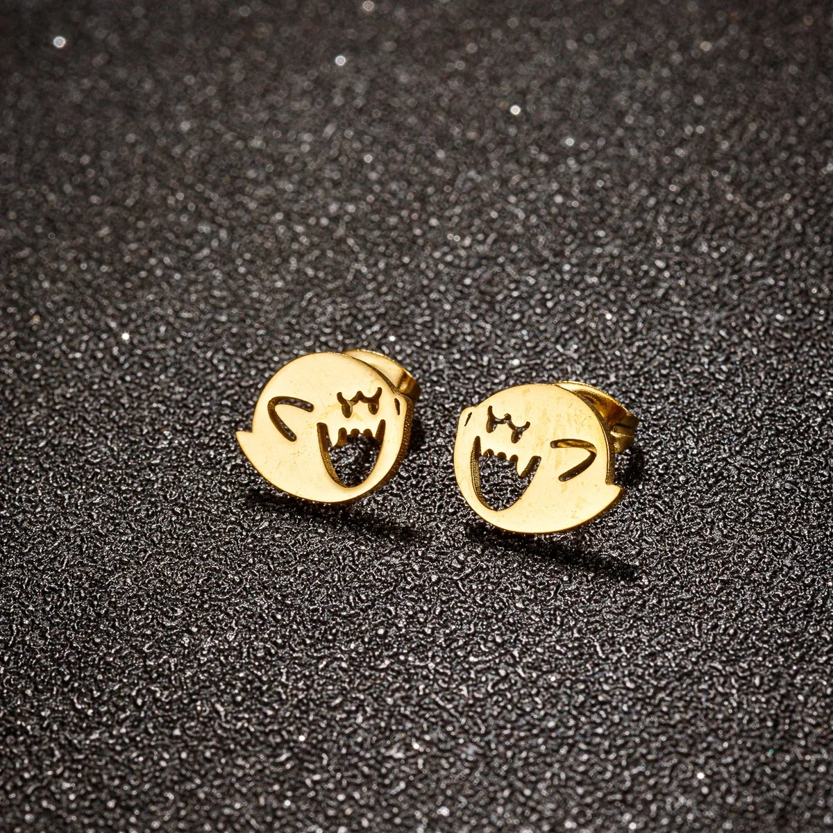 Woman\'s Cute Tiny Earrings Stud Silver Black Gold Rose Gold Color Lovely Ghost Simple Style Daily Wear Jewelty Ins Gift