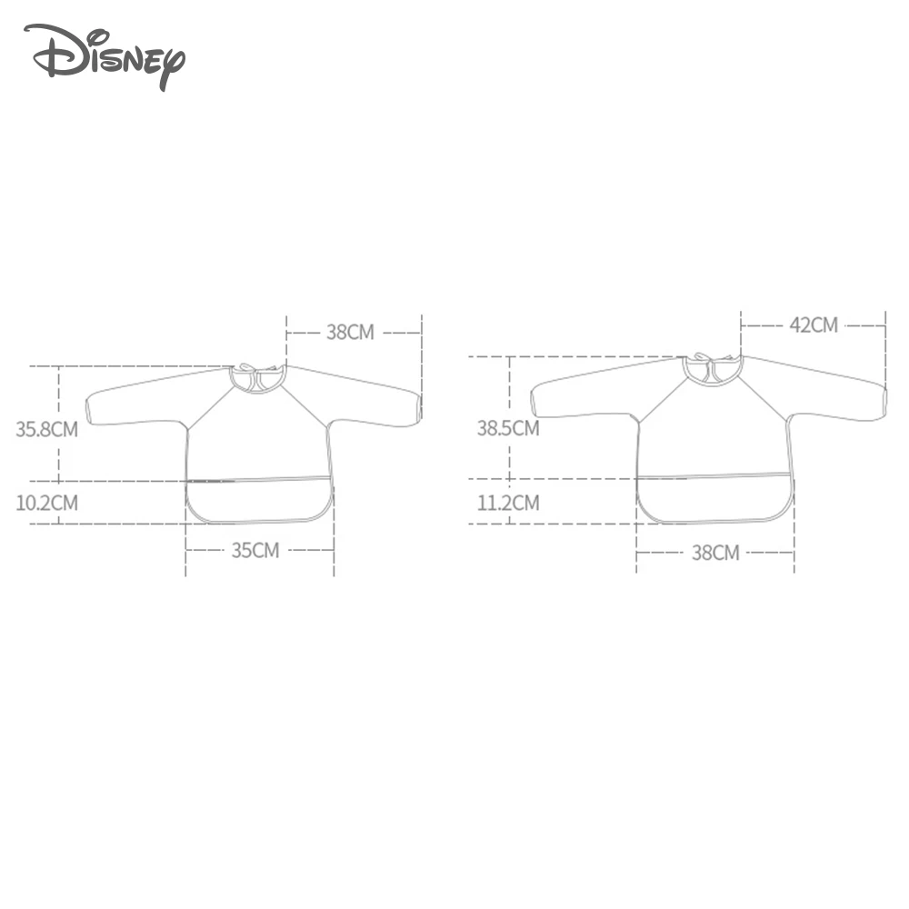 Baberos impermeables de dibujos animados de Disney para bebé, babero de alimentación de tela con bolsillo, delantal para niño, manga larga, Mickey y