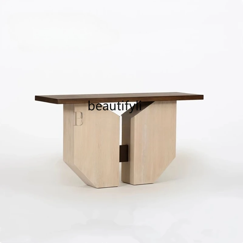 

Italian light luxury creative solid wood entrance table Modern simple living room Entry end view table Hotel entrance table