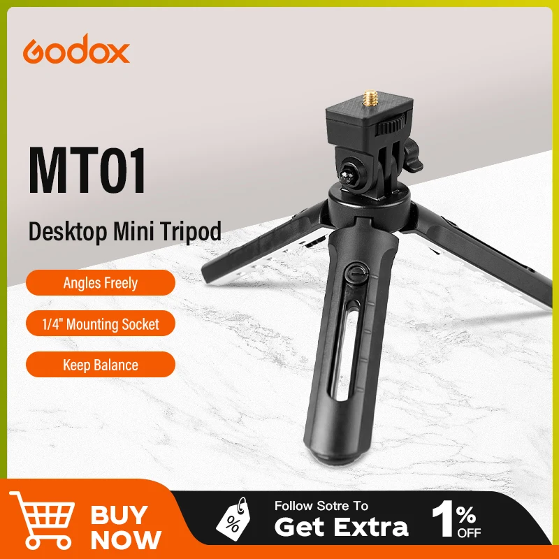 

Godox MT01 Desktop Mini Tripod Portable Tripod Camera Flash LED Camera Light Stand External Folding Light Flash Stand