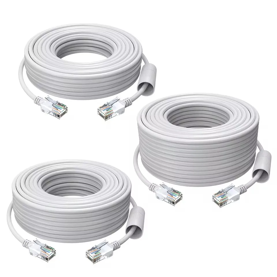 18.3m Ethernet Cable White High Speed Network RJ45 Wire Cord for POE Security Cameras System PoE Switch etc
