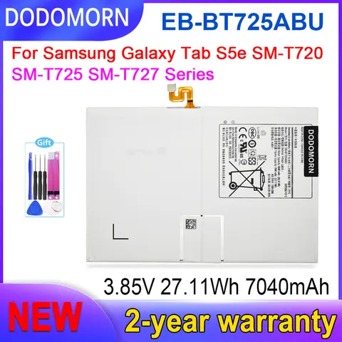 DODOMORN New Tablet Battery EB-BT725ABU For Samsung Galaxy Tab S5e SM-T720SM-T725 SM-T727 Series 3.85V 27.11Wh