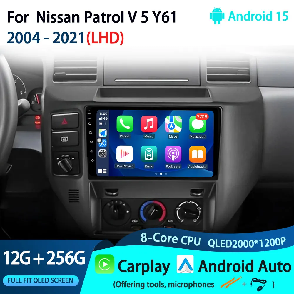 

LHD Android 15 For Nissan Patrol V 5 Y61 2004 - 2021 Multimedia Android Auto Car Radio Carplay Player Navigation GPS BT 4G WIFI