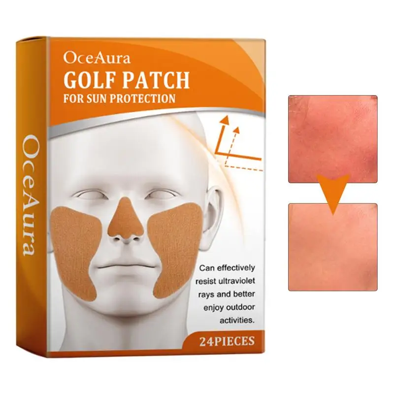 24 buah tabir surya wajah hidung Patch perlindungan UV Patch musim panas luar ruangan keren tabir surya stiker Golf Gel wajah Patch