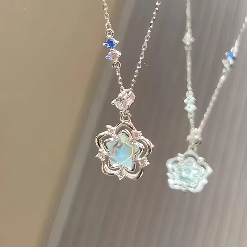 

Sweet summer style necklaces for women pendant new in light luxury high-end moonstone star collar chain party jewelry gifts