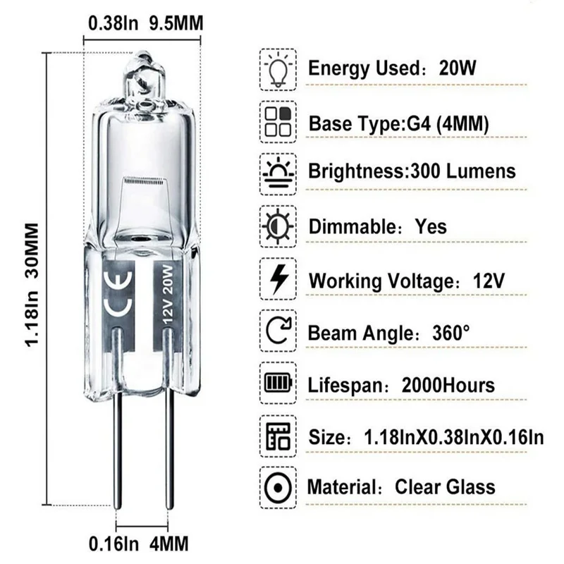 10/20/50/100PCS G4 12V 10W 20W 35W 50W LED Lamp Bulbs Inserted Beads Crystal Lamp Halogen Bulb Eco Halogen Light Bulbs Capsule