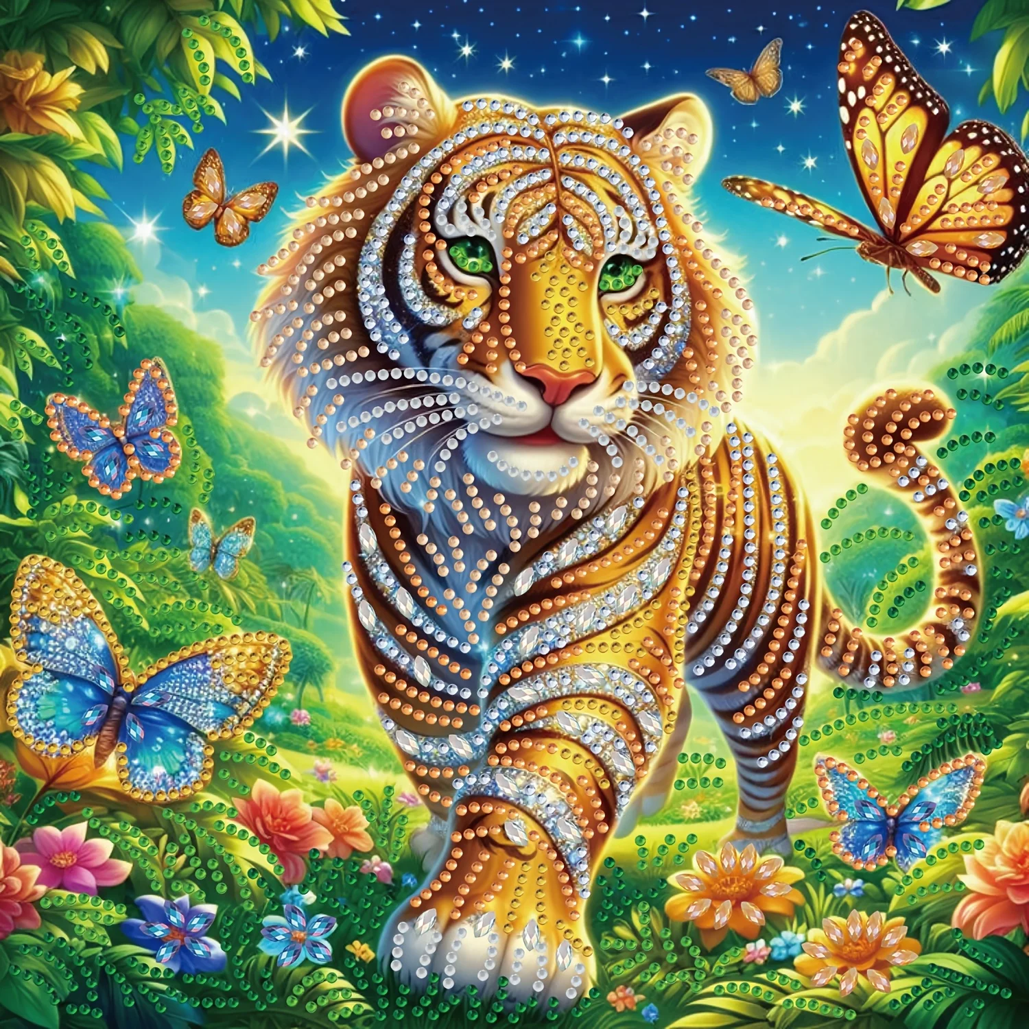 Tiger Angel owl Lion 5D Partial Diamond Painting Kit - Special Shaped Crystal Art, Frameless Mosaic Sparkling Craft Home Decor