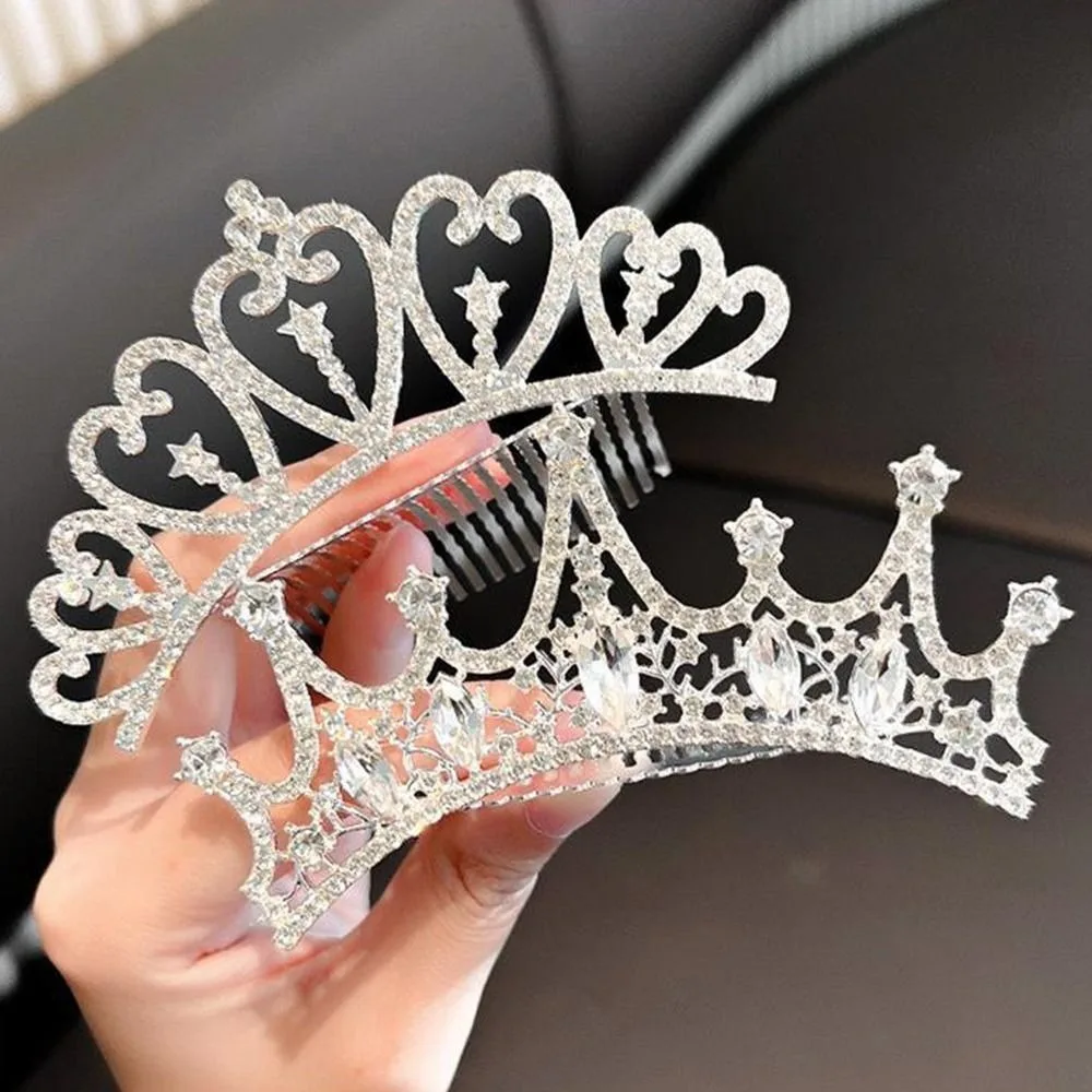 Cosplay pros estilo coreano hairpin presentes de aniversário crianças meninas pente de cabelo strass hairpin princesa tiaras coroas de cristal