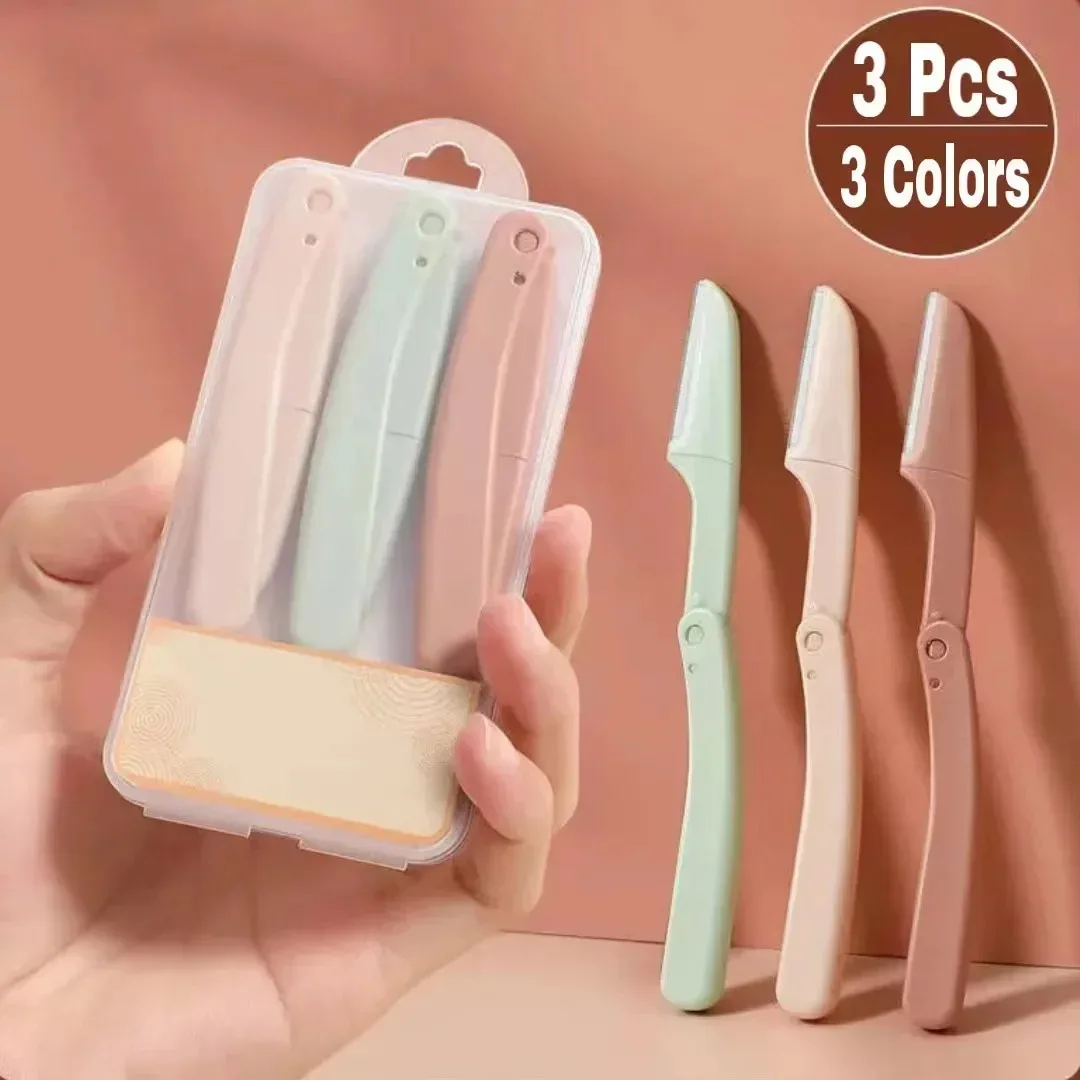 3 Piezas Recortador de Cejas para Mujer, Depilador Facial, Afeitadora de Cejas, Depiladora de Bolsillo para Mujer, Perfilador de Cejas, Removedor de Vello