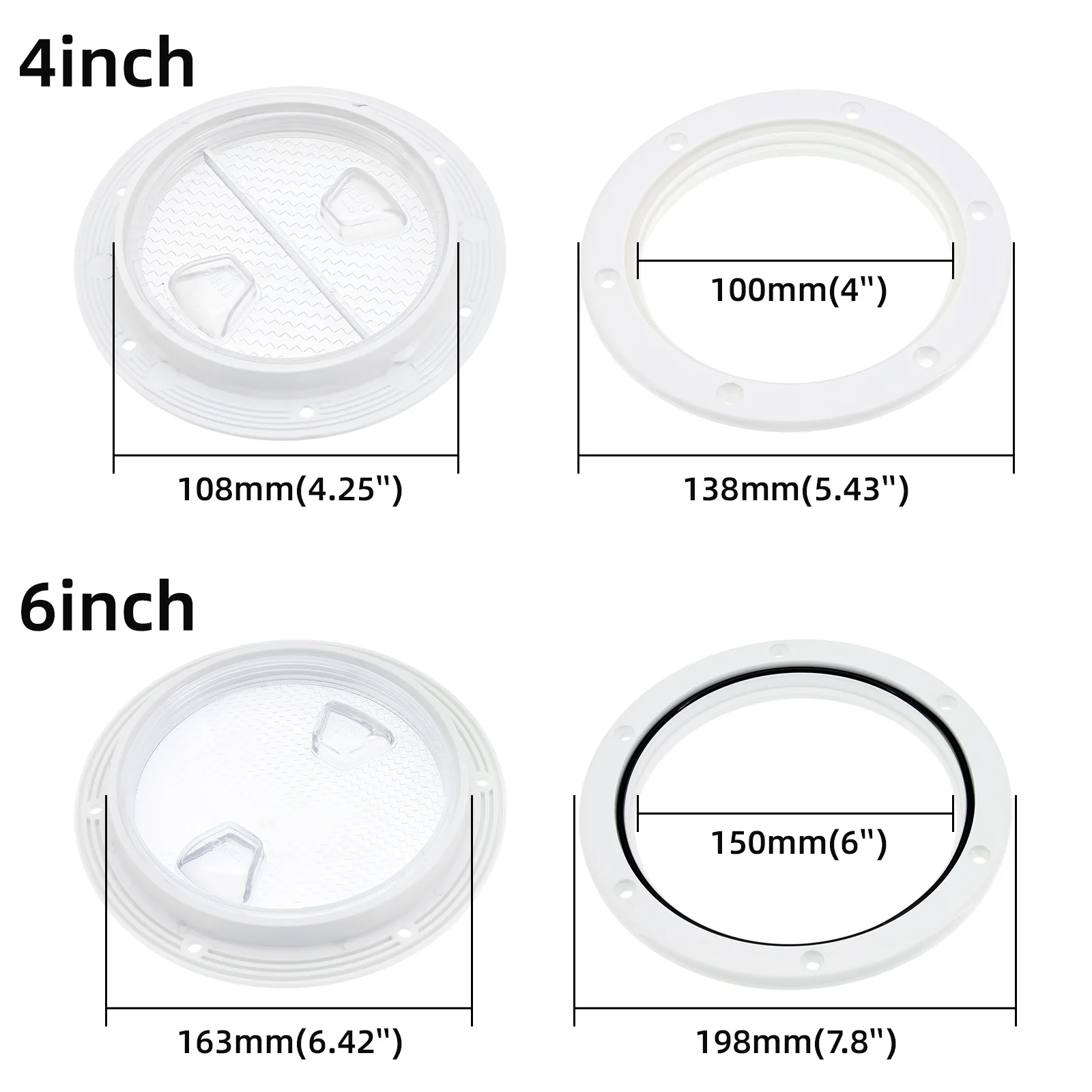 

4 6-дюймовая круглая палубная пластина для осмотра лодок с морским доступом, крышка люка, вырезанная пластина из АБС-пластика, прозрачная палуба для лодки, люк на заказ
