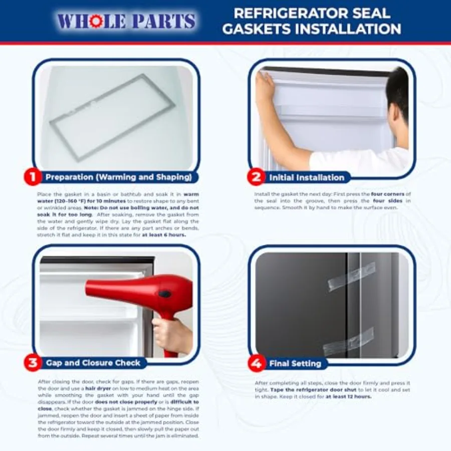 Whole Parts Refrigerator French Door Gasket Assembly Magnetic Strip Inside Gray Part# DA97-13015C - Replacement and Compatible