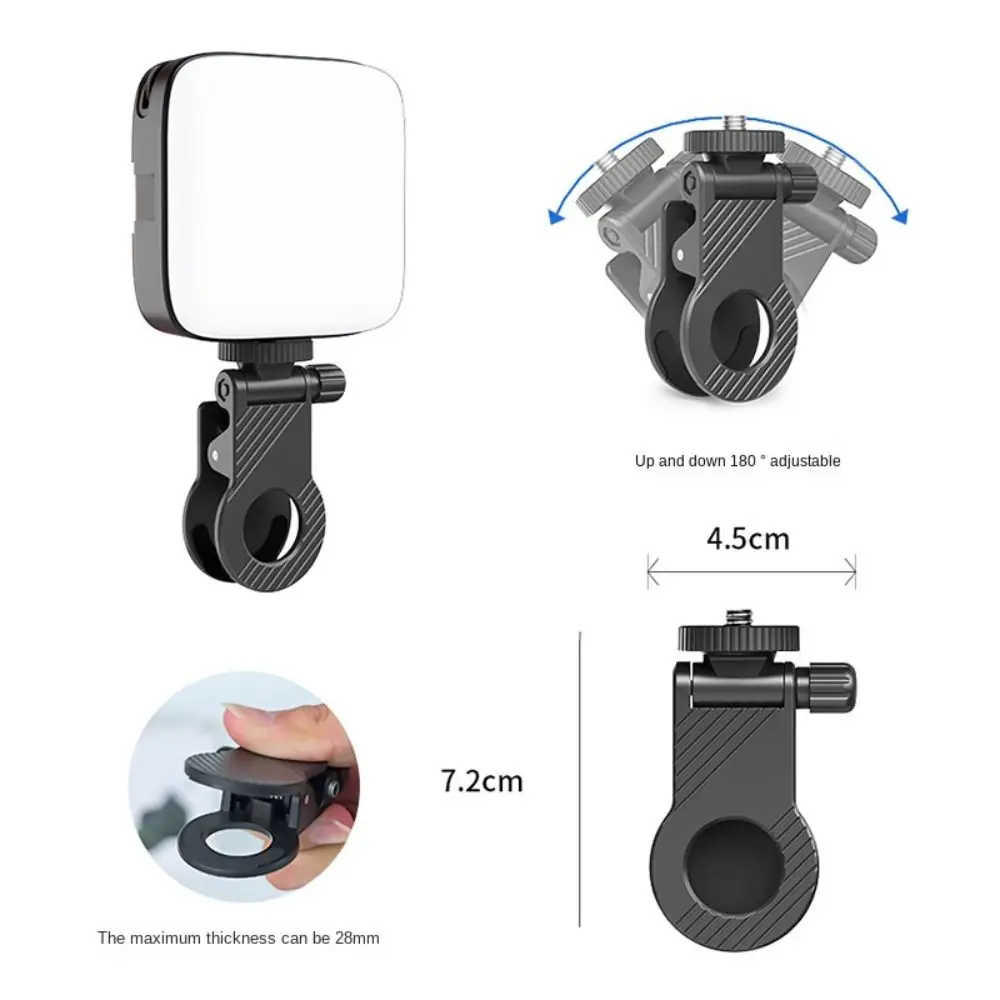 1/4 Screw Mount Mini Fill Light Clip Plastic Mobile Phone Computer Fill Light Fixed Camera Flash Holder Portable