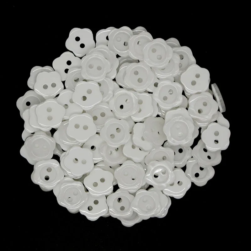 50pcs Resin Sewing Button Scrapbooking Flower White Two Holes 11mm Dia. Costura Botones decorate bottoni botoes