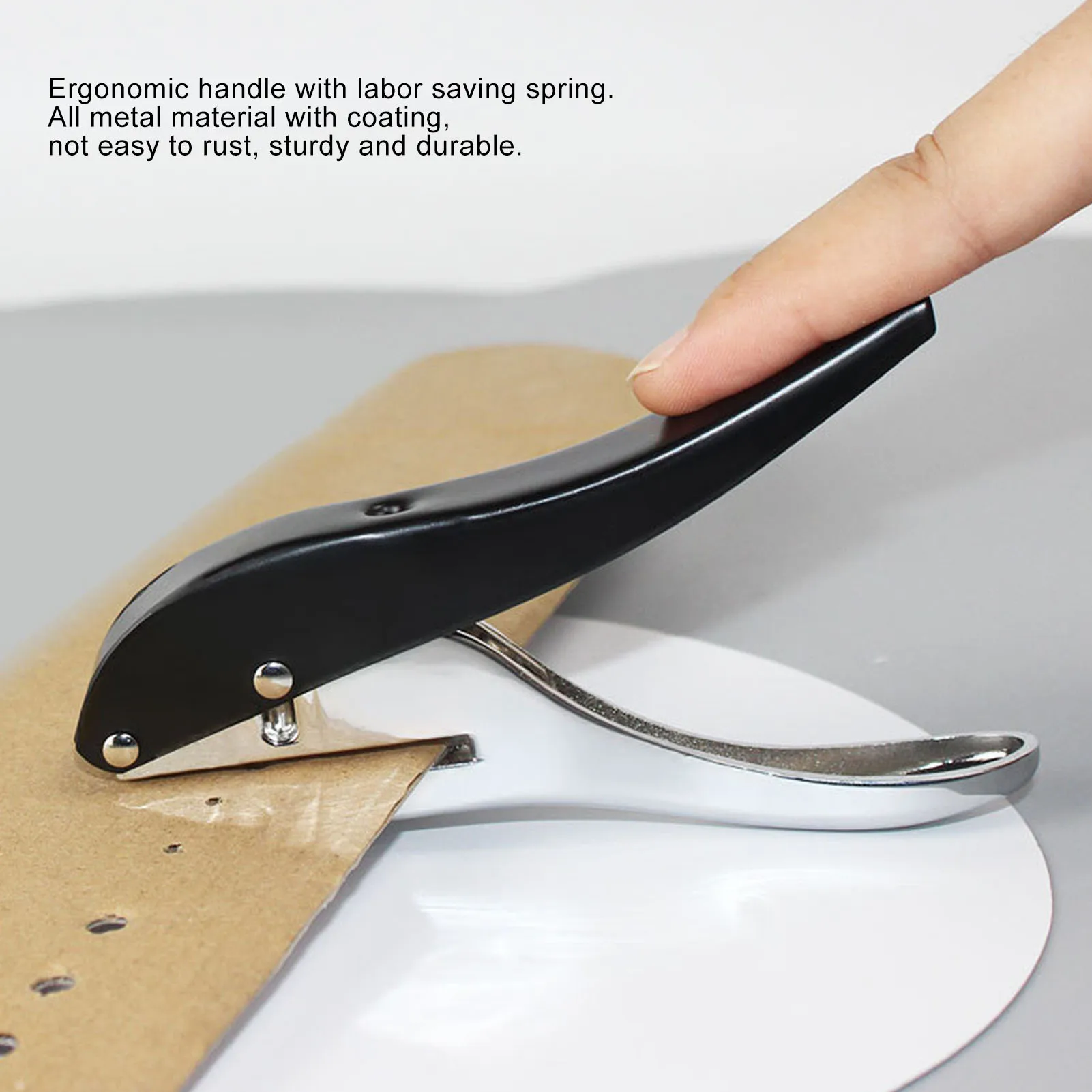 Handheld 1 Hole Punch 3mm Diameter 25mm Depth 25-Sheet A4 Paper Capacity Full Metal File DIY Tool