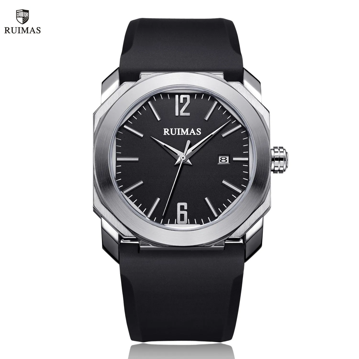 RUIMAS Men\'s Watches Fashion Sport Quartz Watch Top Brand Waterproof Wristwatch Silicone Strap Reloj Hombre Calendar Clock 525