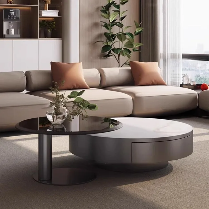 

Роскошные журнальные столики высокого класса в скандинавском стиле, итальянский минималистичный круглый журнальный столик из нержавеющей стали, набор черных мраморных мебели для дома FYCT
