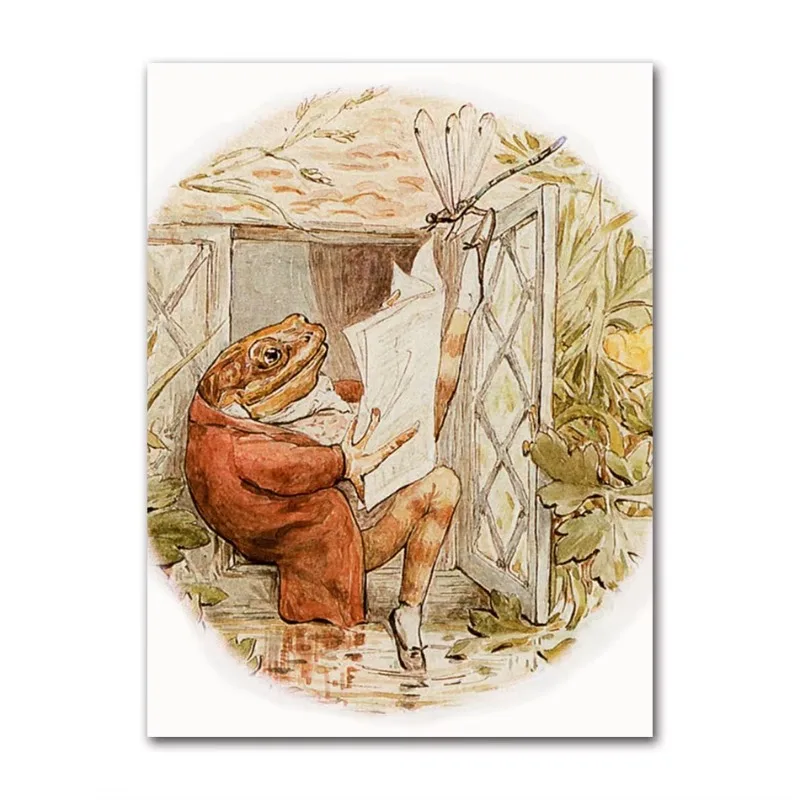 1pc frameless Canvas Painting Fairy Tales Illustration Comic Poster and Picture Squirrel Hedgehog Rabbit Mice Cute Cartoon Wa