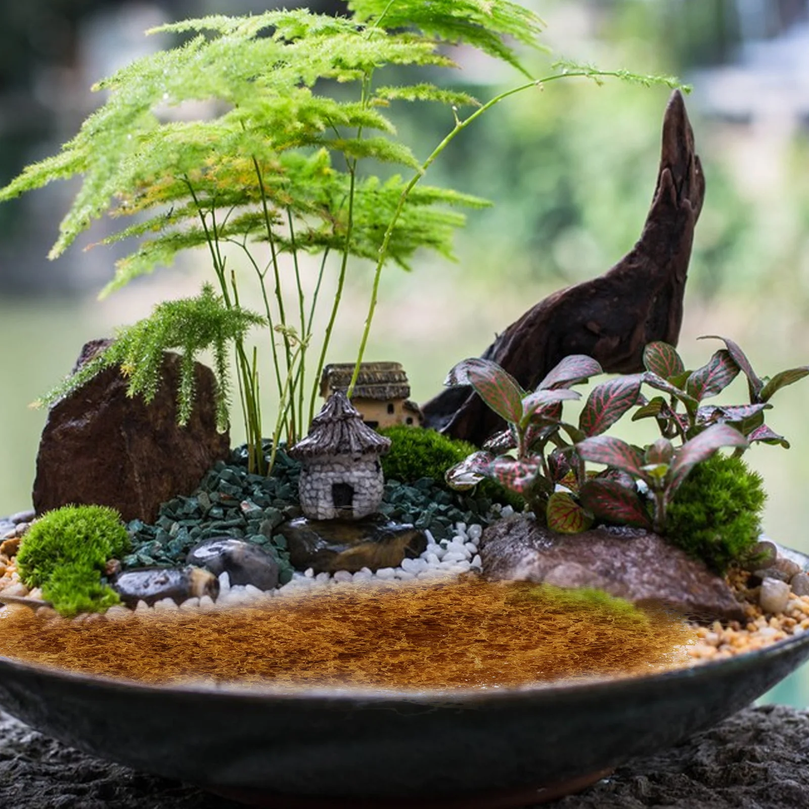 الطحلب الاصطناعي العشب الصناعي الطحلب الزخرفية للنباتات الداخلية تررم الحرف الجنية حديقة المركزية فو العشب