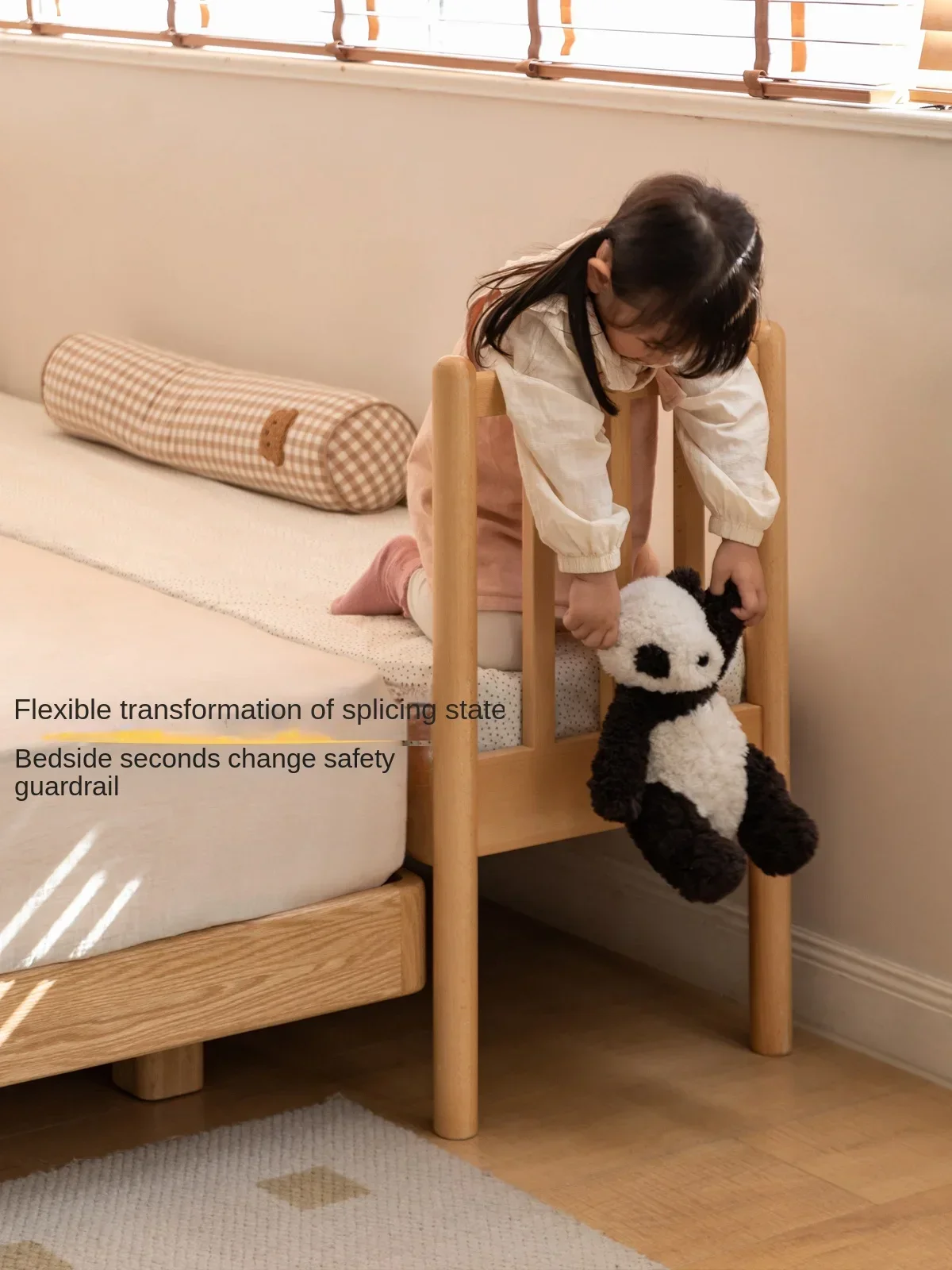 XL solid wood with guardrail children's splicing bed queen bed widened splicing bed