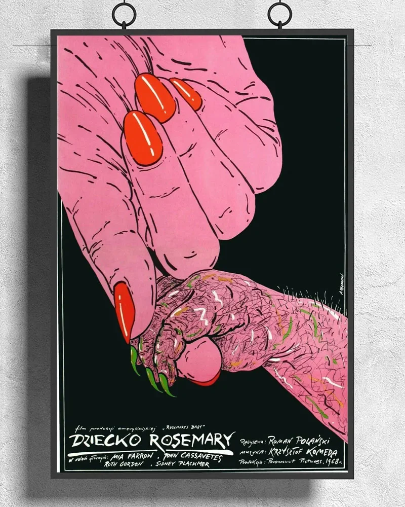 L179 ROSEMARYS BABY фильм ужасов сатанинский культовый экзорцист польский редкий шелковый тканевый постер художественный декор домашняя живопись подарок