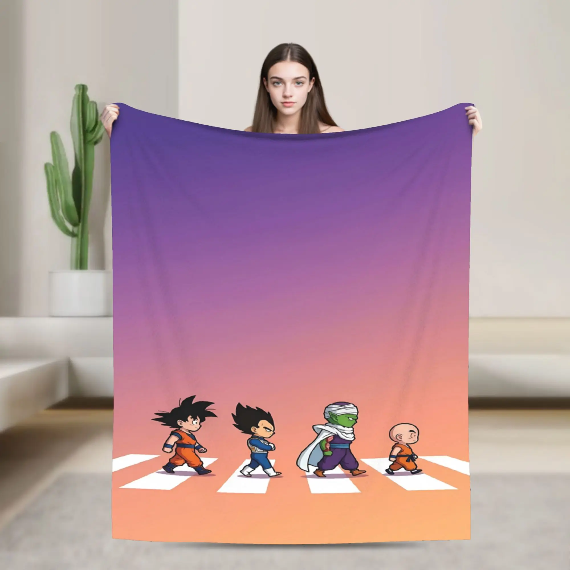 Goku Holding Kid Gohan Dragon Ball Flannel Blankets  Warm Bedding Throws for Living Room Travel Bedspread Sofa Bed Cover