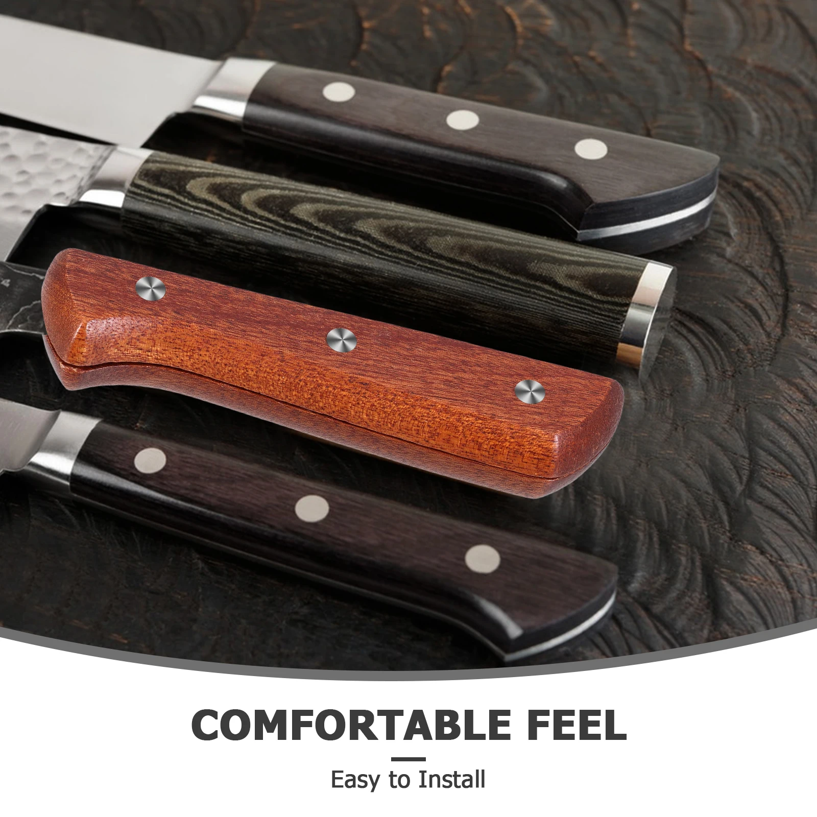 1Pair Wooden Knife Handle Replacement Non-Slip Cutter Handle Comfortable Grip Ergonomic Kitchen Tool Upgrade - Image 5