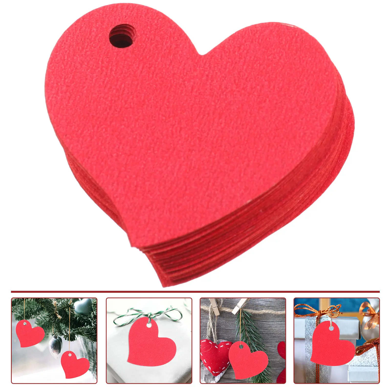 50Pcs Kraft Paper Valentine's Day Gift Tags Heart Shaped Hanging Labels DIY Bookmarks Decorative Crafts Party Favor Tags