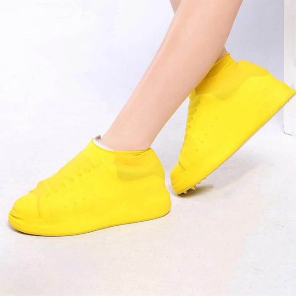 

2 Pairs Thickened Rain Boots Covers Premium Latex Waterproof Reusable Travel Shoes Protector Overshoes Heel Safety Shoe Cover