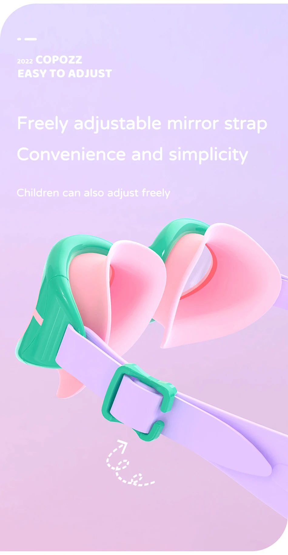 COPOZZ Bunte Schwimmbrille für Kinder, professionelle Schwimmbrille für Kinder, beschlagfrei, UV-Schutz, Wasserbrille für Jungen und Mädchen – Detail 7