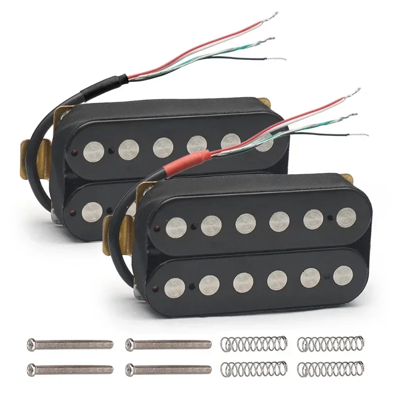 Dual Coil Guitar Humbucker Pickup 6.3mm Big Pole Piece Electric Guitar Pickup with 4 Conduct Cable/Coil Splitting Black/White