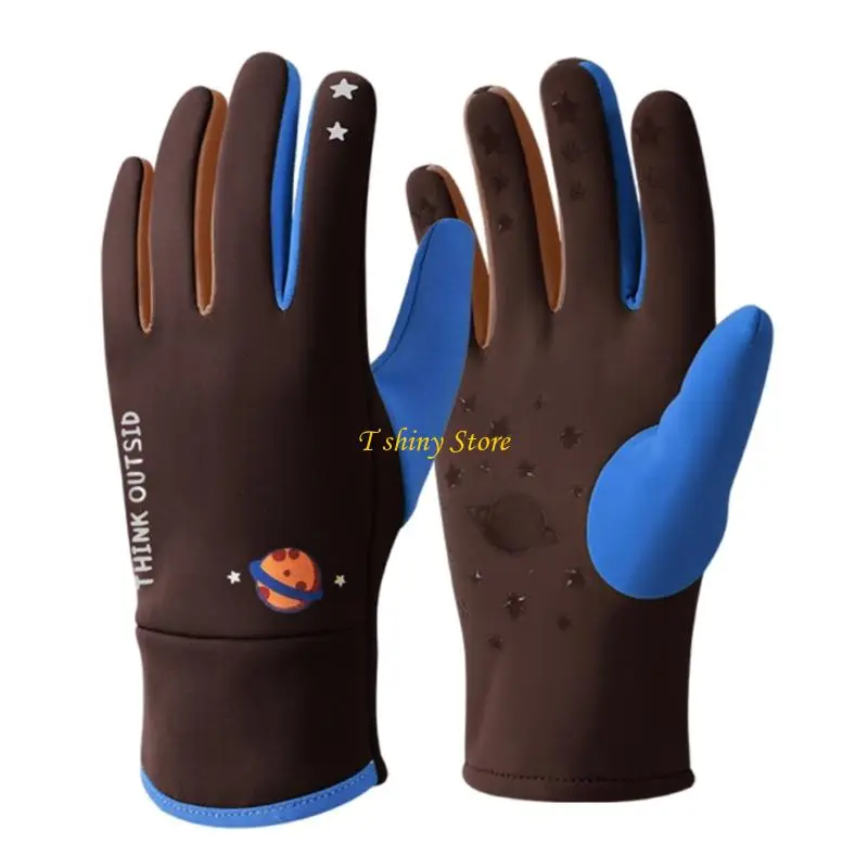 N58F Adjustable Thermals Gloves For Kids Not Slip Silicones Palms Outdoor Snow Activity