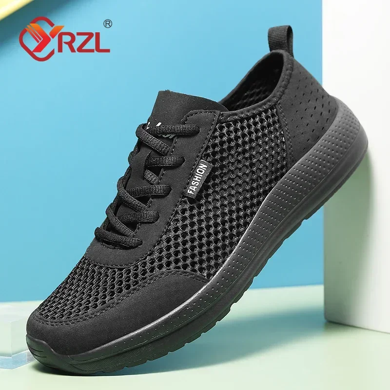 

YRZL Men's Running Shoes Lightweight Breathable Fashion Black Sneakers Air Comfortable Casual Soft Sole Sports Shoes for Men
