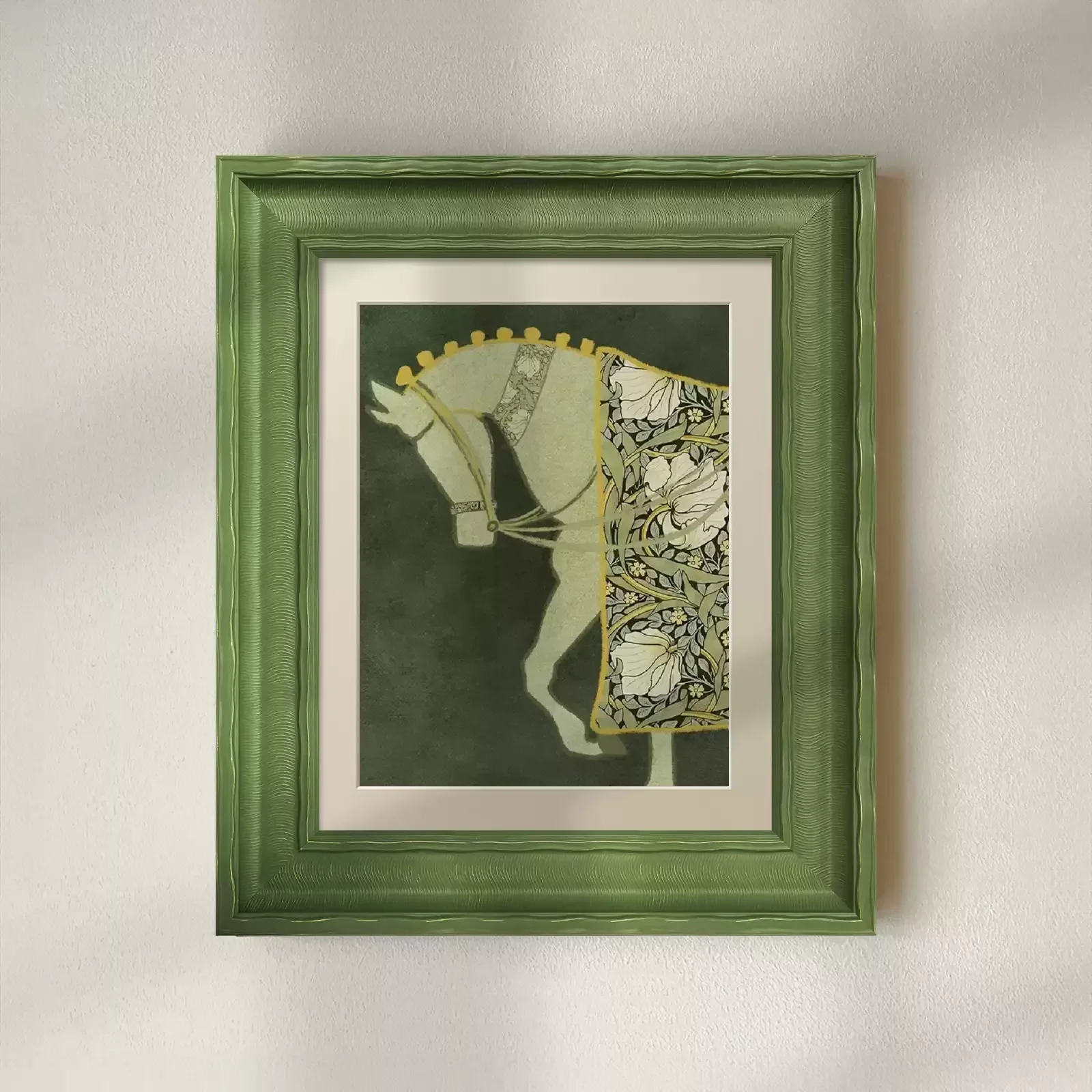 Solid Wood Vintage Green Oil Painting Frame Photo Frame– Wavy Textured Border for Canvas Art Prints & Gallery Walls Morris Style