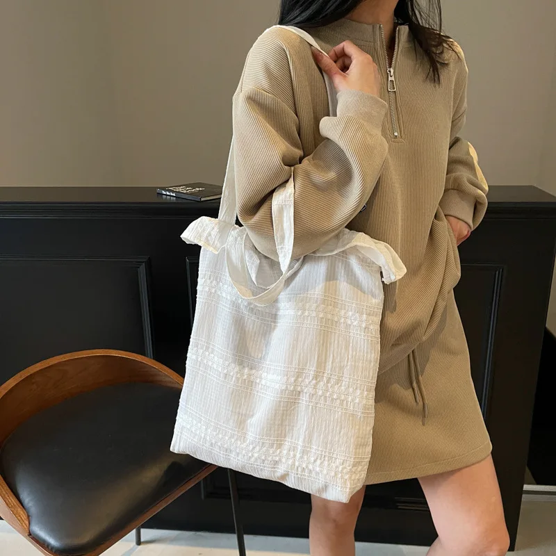 

Лето 2025 г., женская холщовая сумка-тоут, модная клетчатая сумка на плечо, большая вместительная повседневная сумка для повседневного использования