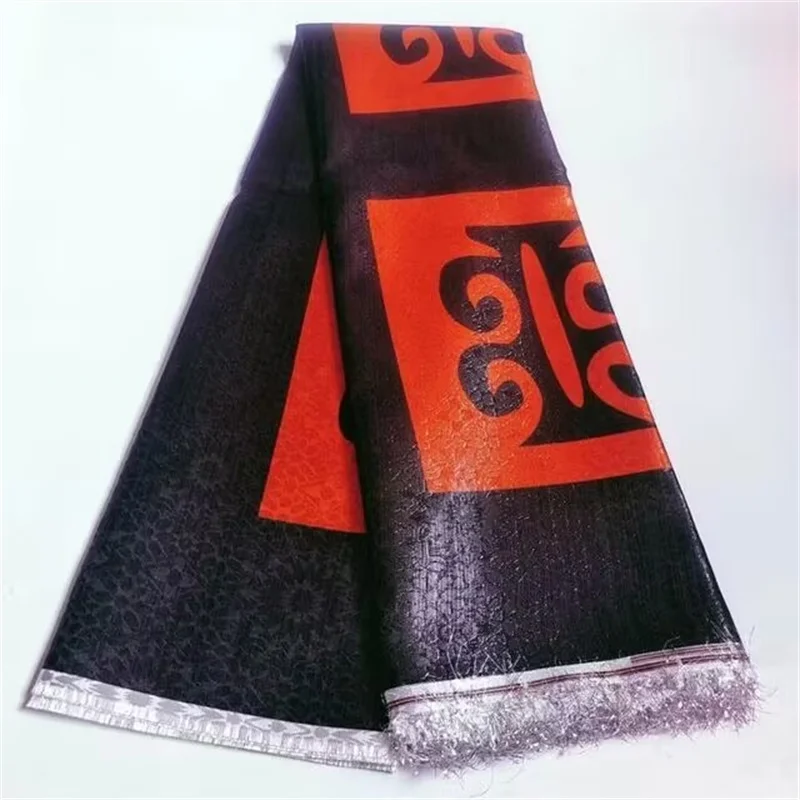 

2024Latest High Quality African Nigerian Tulle Lace Fabric Jacquard Embroidery Party Prom Dress 5 Yards