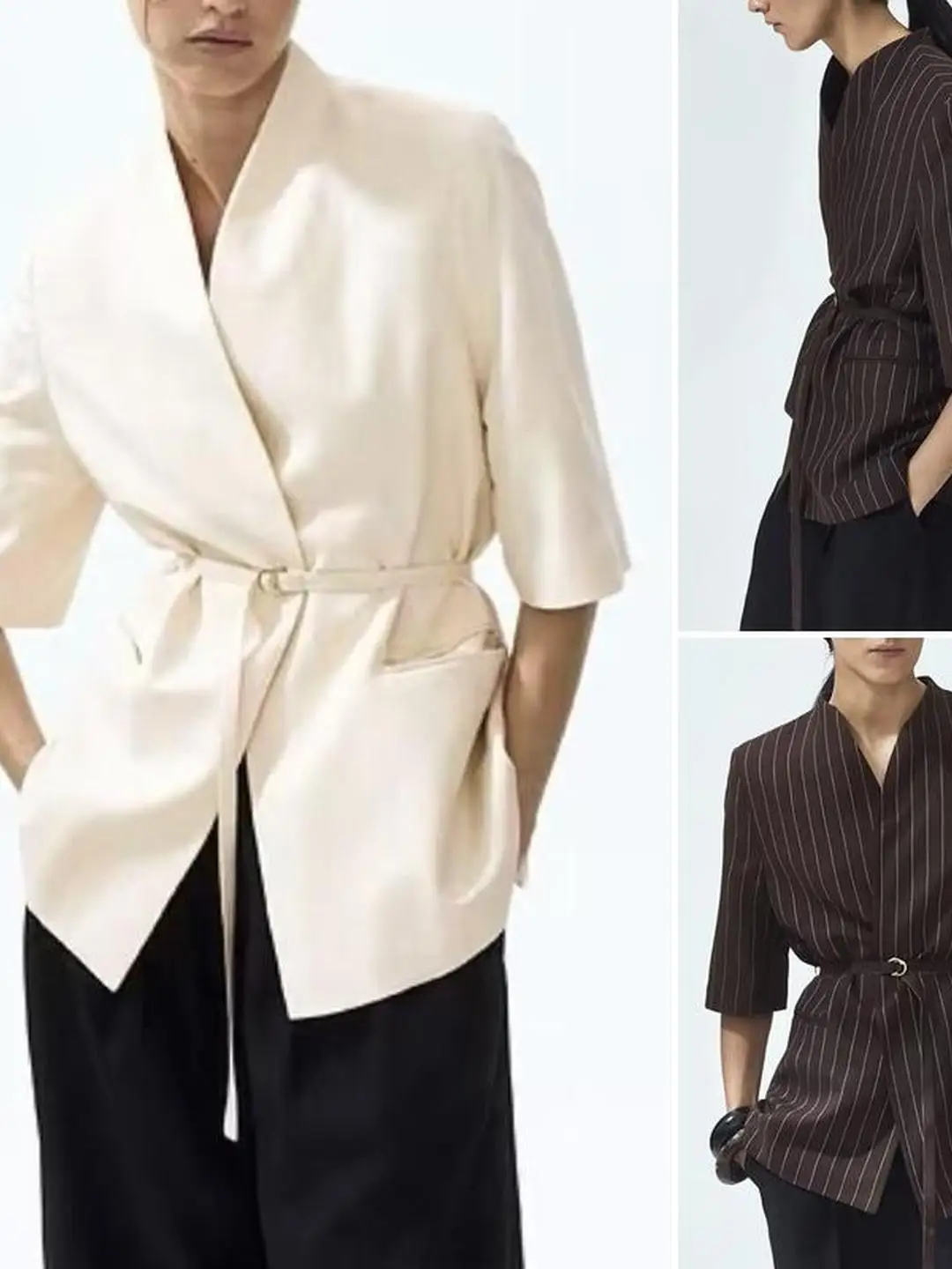 Simple Fashion Short Sleeve Jacket Commute Style Polyester Fiber V-Neck Belt Decorated Summer Outerwear for Women