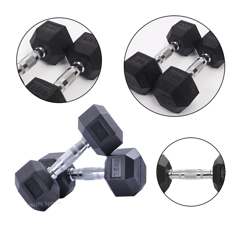 Basics Weight Fixed  Weights Black Rubber Coated Hex Dumbbellspromote sales