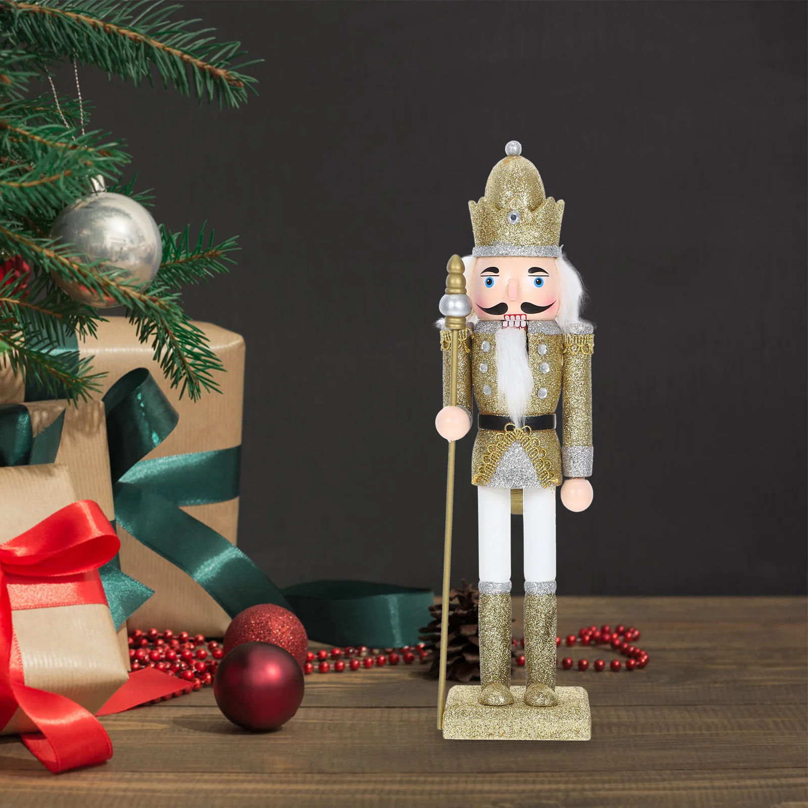 

Wooden Nutcracker Soldier Handcrafted Christmas Decor Festive Tabletop Desktop Ornament For Holiday Home Decoration