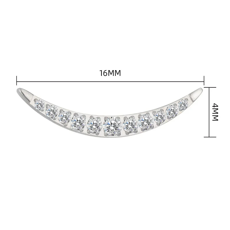 ASTM F136 Titanium Crescent PIERC CZ Paved Top Ear Cartilage Threaded Labret Stud Tragus Earring Lip Ring Body Piercing Jewelry