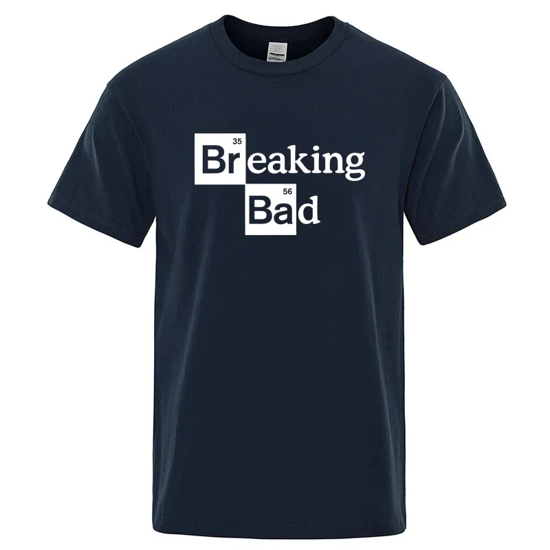 High-quality men's T-shirt cotton blend round neck Heisenberg men's T-shirt casual short-sleeved T-shirt with Breaking Bad print