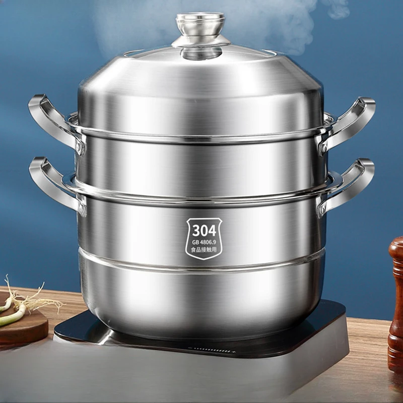 304 Stainless Steel Steamer Multi-layer Household Cage Steamer Steaming Stew Induction Cooker Gas Stove