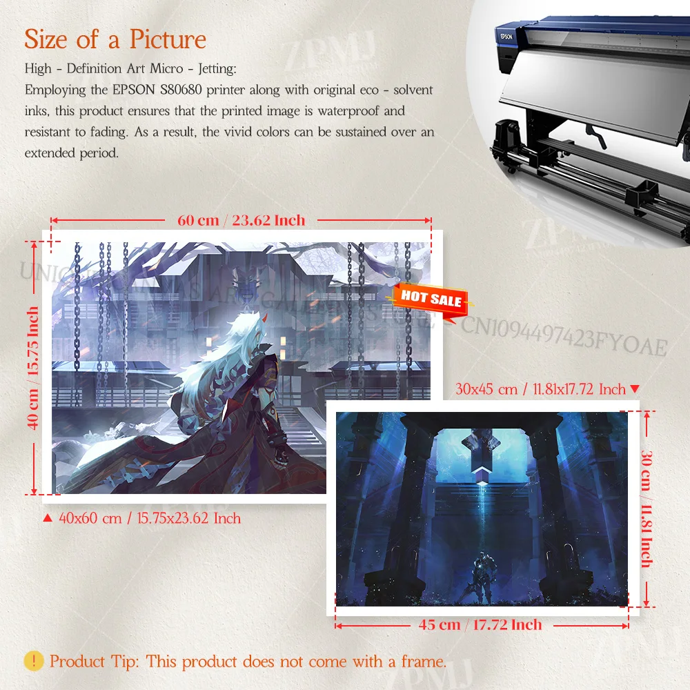 Genshin Impact Gemälde, Anime-Stil, Spiel, Wandkunst, HD-Druck, Poster, Zhongli-Figuren, Leinwand, Heimdekoration, Bild für Wohnzimmer – Detail 3
