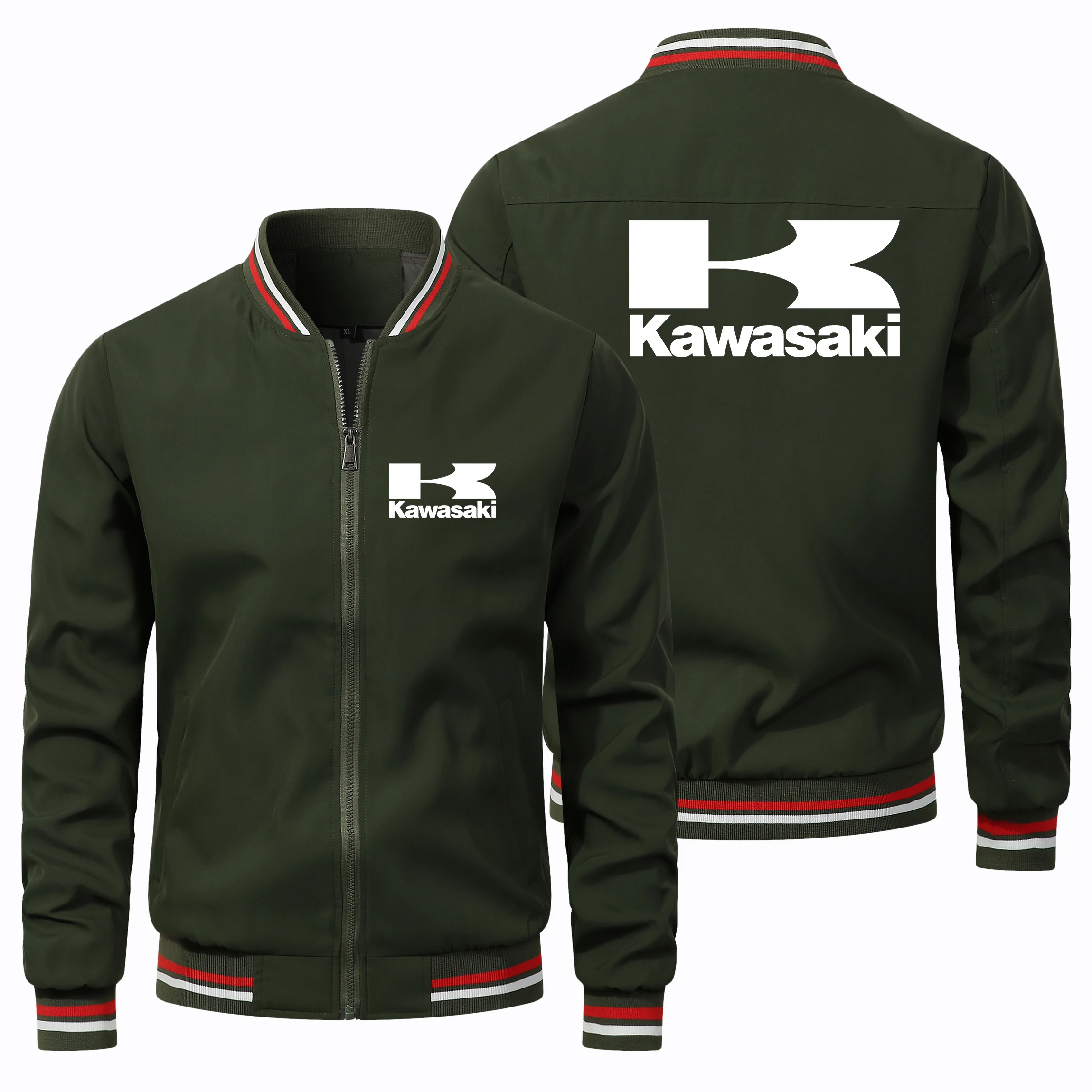 2024 new Men\'s Jacket Kawasaki Logo Printed Motorcycle Jacket Trendy Men\'s Sportswear Biker Jacket Kawasaki Clothing coats S-5XL