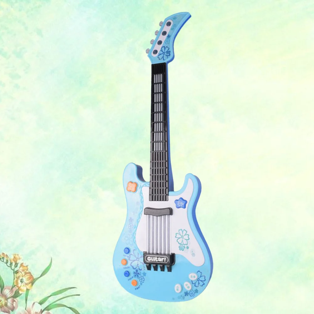 Chitarra elettronica per bambini blu per l'educazione precoce Apprendimento della musica Colore Forma Cognizione Strumento musicale Regalo