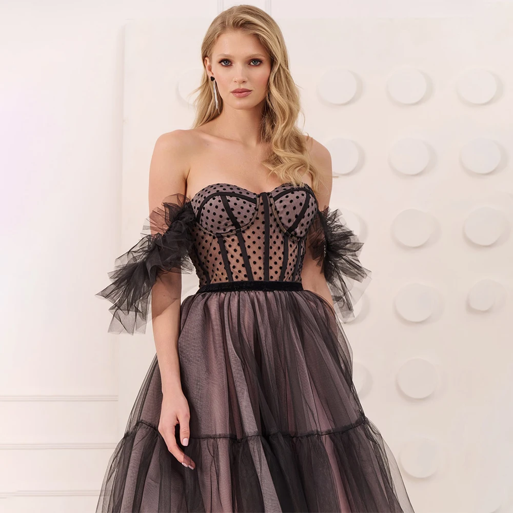 

Sweetheart Black Short Prom Dress For Wedding Mini A-Line Party Gown Back Corset Evening Dresses Vestido De Novia Customized