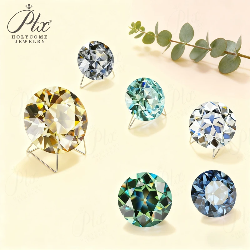 

Европейская огранка, разноцветные круглые муассанитовые изысканные сверкающие драгоценные камни для ювелирных изделий, обручальных колец и роскошных творчества