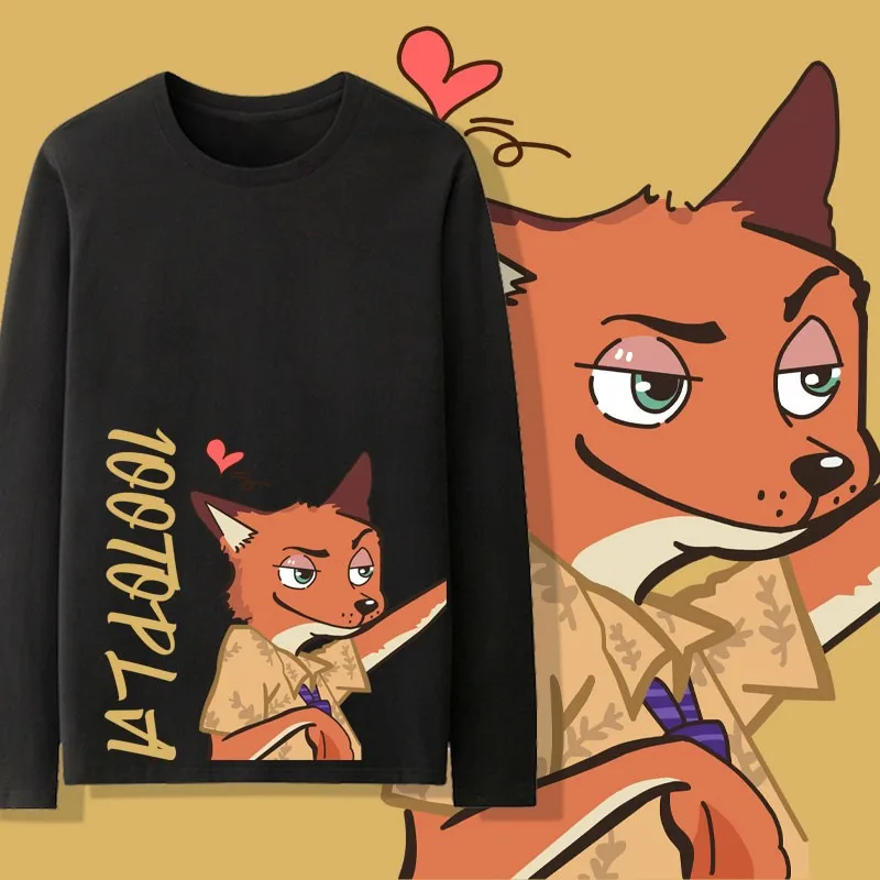 

Zootopia Co-signed Long Sleeve T-shirt Men's Cotton Judy And Nick Couple Fall Loose Couple Clothes